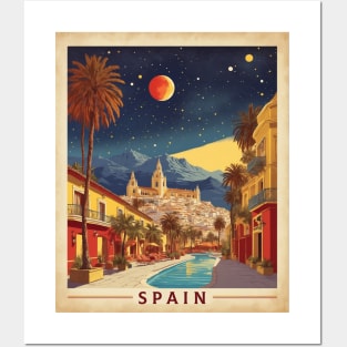 Costa del Sol Beach Starry Night Spain Travel Tourism Retro Vintage Posters and Art